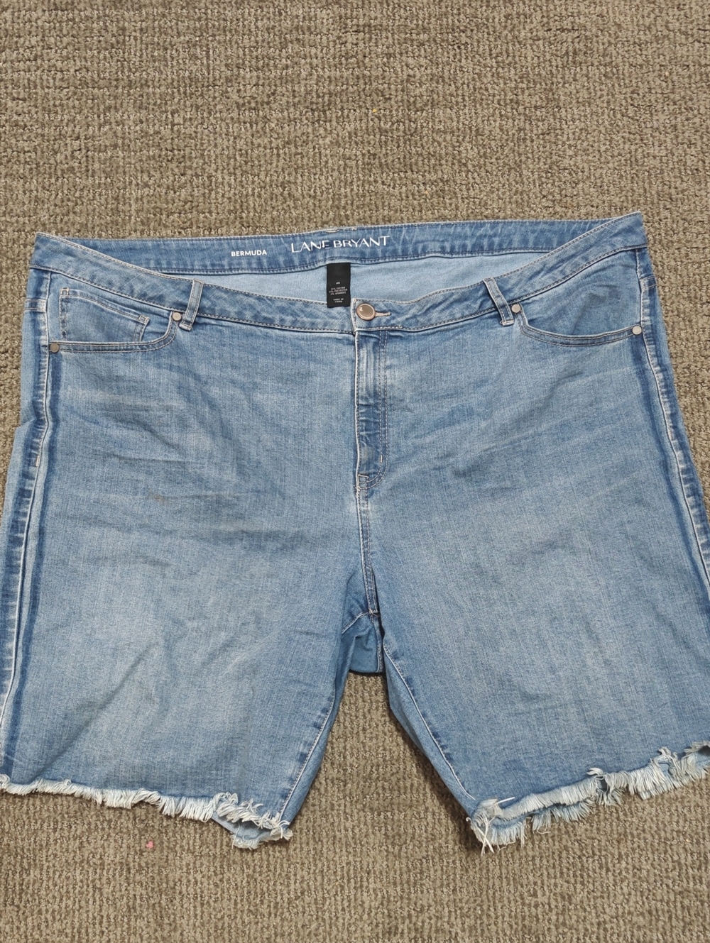 Lane Bryant Light Wash Denim Bermuda Shorts with Raw Hem
